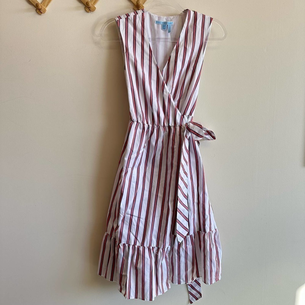 Draper James Striped Wrap Dress Tank White Cotton Size 0